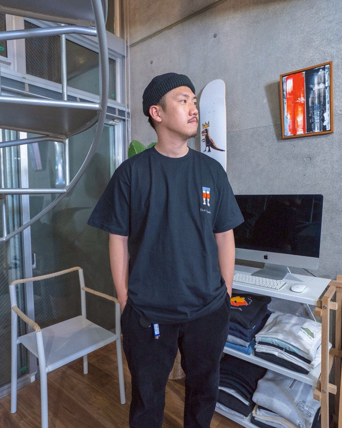 いわき、掃除中は膝あて文化Tee