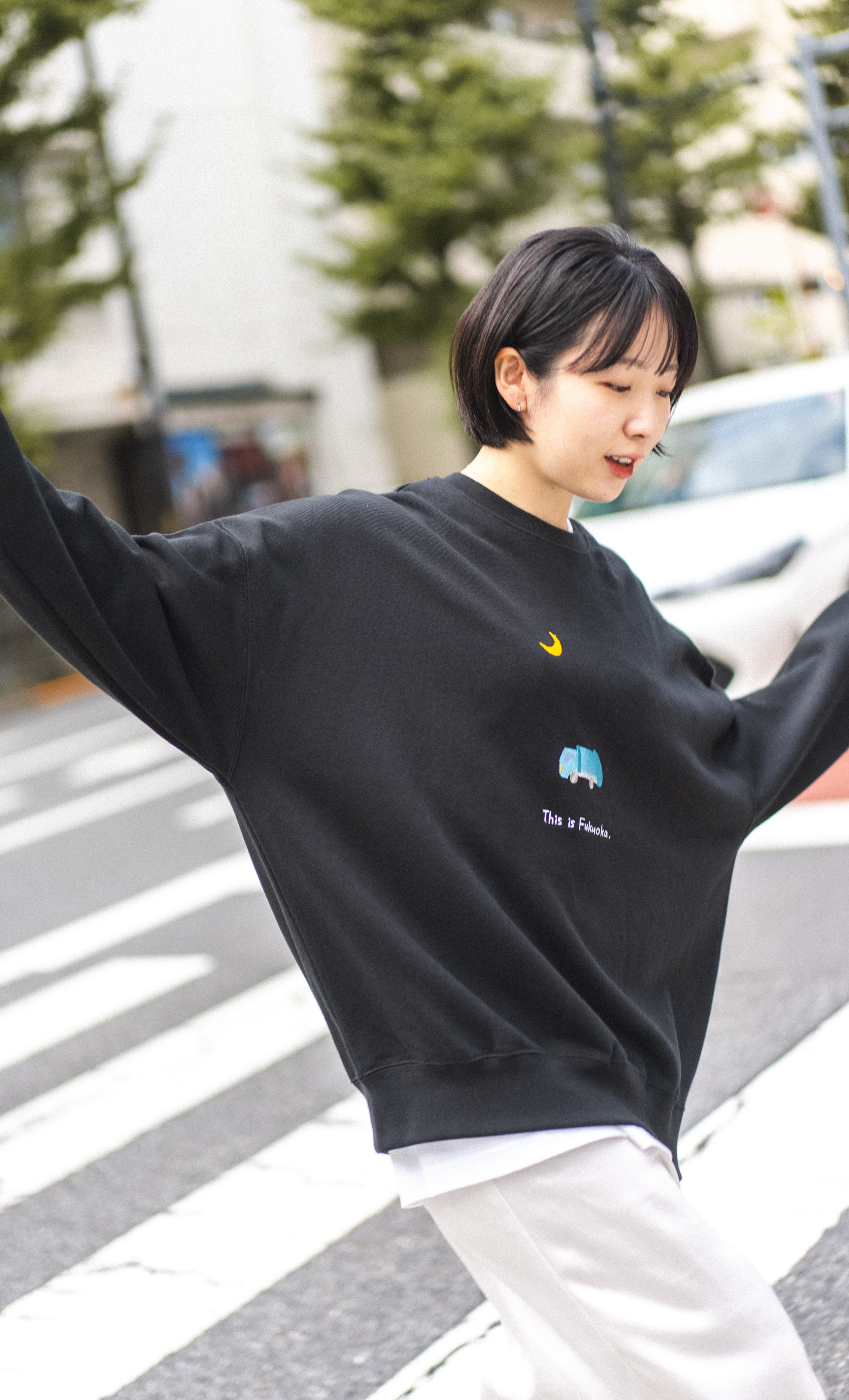 ゴミ出しは夜だよ福岡スウェット