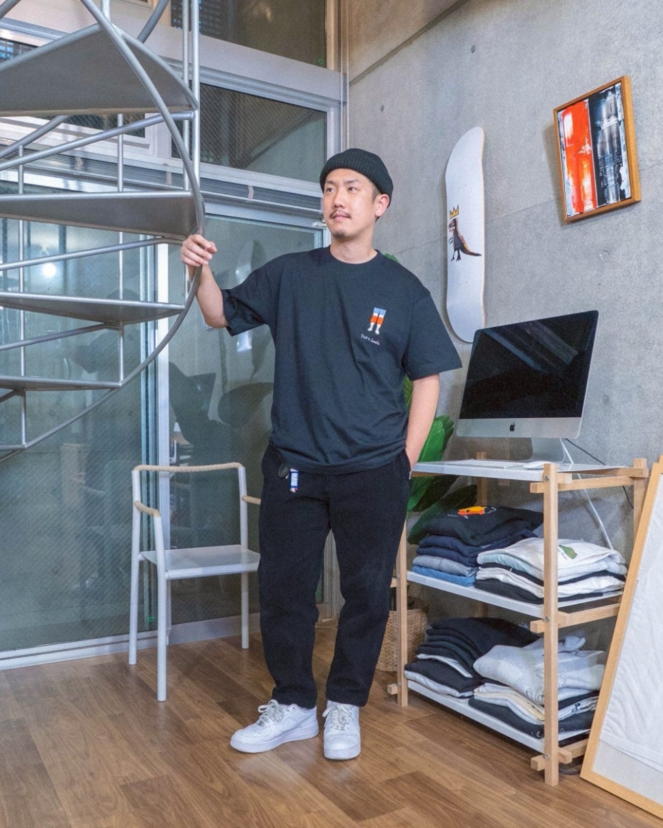 いわき、掃除中は膝あて文化Tee